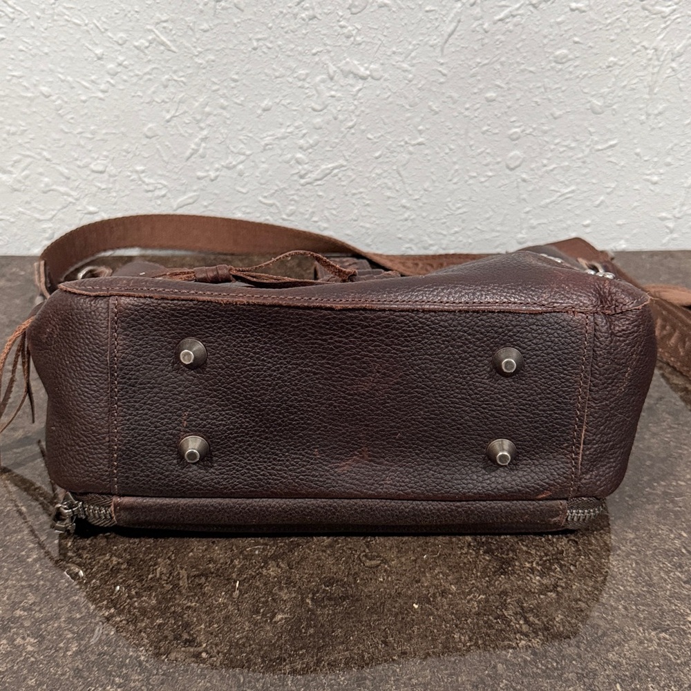 Montana West Chocolate Brown Genuine Leather Concealed Carry Hobo Crossbody Bag - Picture 9 of 9